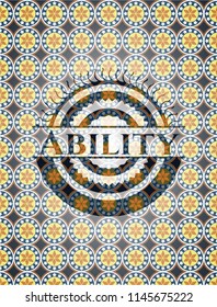 Ability arabic badge background. Arabesque decoration.