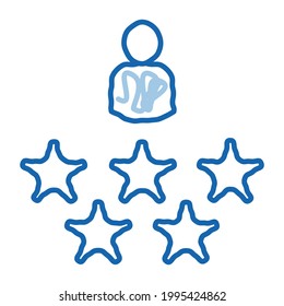 Bewertung der menschlichen Talente Skizze Symbol Vektorgrafik. Handgezeichnetes blaues doodle Line-Kunstzeichen. einzelne Symbolillustration