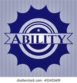 Ability badge with denim background