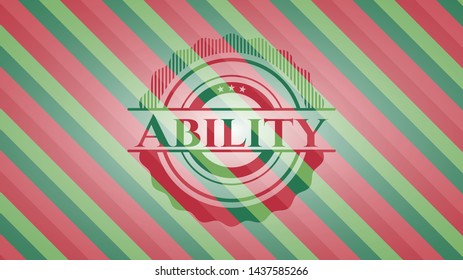 Ability christmas style badge. Vector Illustration. Detailed.