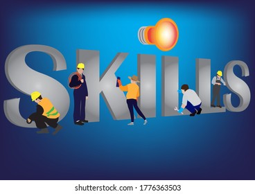 The ability to do well things and also able to increase his / her knowledge And always practice, learning and training concept flat design vector illustration