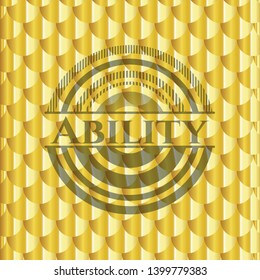 Ability gold emblem. Scales pattern. Vector Illustration. Detailed.