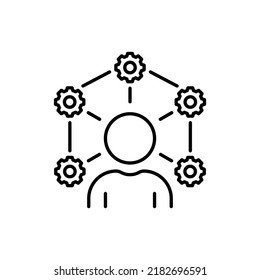 Ability Line Icon. Job Employee Training Talent Skill Linear Pictogram. Capability Social Increase Expertise Outline Icon. Management Efficiency. Editable Stroke. Isolated Vector Illustration.