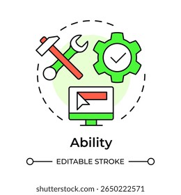 Ability multi color concept icon. Turning knowledge into action. ADKAR model. Corporate innovative solutions integration. Round shape line illustration. Abstract idea. Graphic design. Easy to use