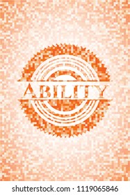 Ability orange mosaic emblem with background
