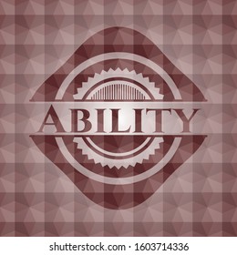Ability red seamless badge with geometric background.