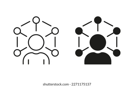 Ability Silhouette and Line Icon Set. Job Employee Training. Talent Social Skills Pictogram. Capability Increase Expertise Icon. Efficiency Management. Editable Stroke. Isolated Vector Illustration.
