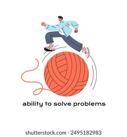 Ability to solve problems concept. Determined employee rushes to success. Office worker challenges obstacles with aspiration. Overcome difficulties skills. Flat isolated vector illustration on white