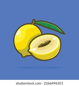 Icono de la caricatura plana de Abiu. Icono Fruta Concepto Icono Isolación Isolación Vector Premium Ilustración