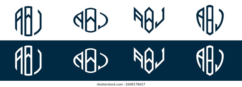 ABJ letter logo design in FOUR different style