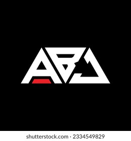 ABJ triangle letter logo design with triangle shape. ABJ triangle logo design monogram. ABJ triangle vector logo template with red color. ABJ triangular logo Simple, Elegant, and Luxurious design.