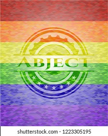 Abject on mosaic background with the colors of the LGBT flag