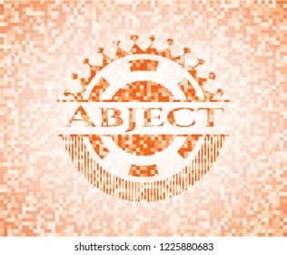 Abject orange mosaic emblem with background