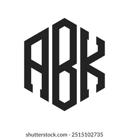 ABK-Logo-Design. Anfangsbuchstabe ABK-Monogramm Logo mit Hexagon-Form