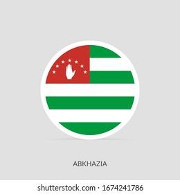 Icono de botón Abjasia con sombra, icono de bandera redonda.