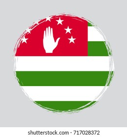 Abkhazia circle grunge flag on button stamp. Vector illustration eps 10.