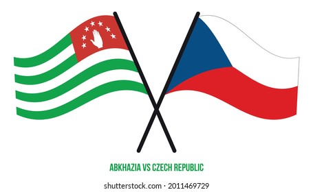 Abkhazia and Czech Republic Flags Crossed And Waving Flat Style. Official Proportion. Correct Colors