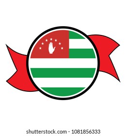 Abkhazia flag in glossy round button of icon. flag logo of Abkhazia emblem isolated on white background, Abkhazia national concept sign, Vector illustration.