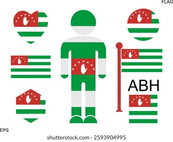 Abkhazia flag. Isolated Abkhazia flag on white background