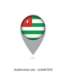 Abkhazia flag location map icon with check in on background. Vector illustration.