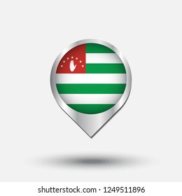 Abkhazia flag map pointer with shadow. Vector illustration