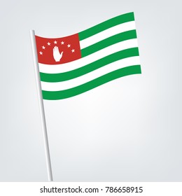Abkhazia Flag with Metal Pole. Vector illustration.