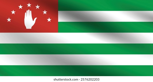 Abkhazia flag official colors and proportion digital vector illustration. Pleated flag.