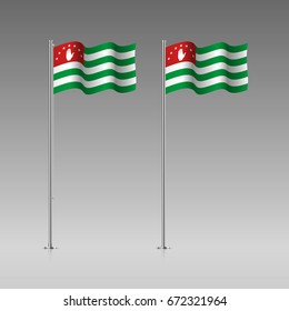Abkhazia flag on the flagpole. Official colors and proportion correctly. High detailed vector illustration. 3d and isometry. EPS10