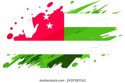 Abkhazia flag painted with Grunge brush stroke, watercolor flag style.