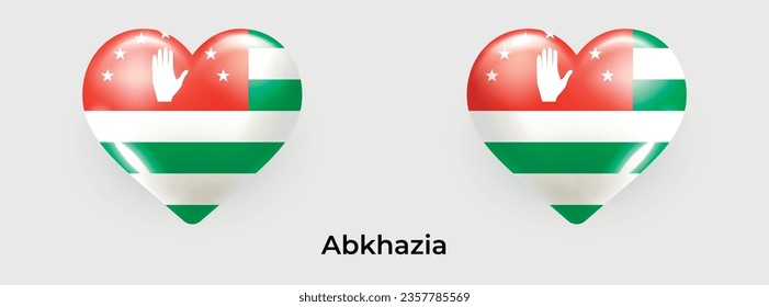 Abkhazia flag realistic glas heart icon vector illustration