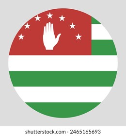 Abkhazia flag. Republic of Abkhazia circle flag. Flag icon. Standard color. Round flag. Computer illustration. Digital illustration. Vector illustration.