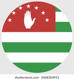 Abkhazia flag. Republic of Abkhazia circle flag. Flag icon. Standard color. Round flag. Computer illustration. Digital illustration. Vector illustration.