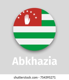 Abkhazia flag, round icon with shadow isolated vector illustration