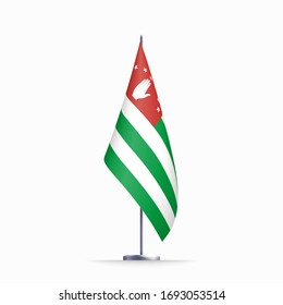 Abkhazia flag state symbol isolated on background national banner. Greeting card National Independence Day of the republic of Abkhazia. Illustration banner with realistic state flag.