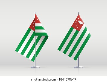 Abkhazia flag state symbol isolated on background national banner. Greeting card National Independence Day of the republic of Abkhazia. Illustration banner with realistic state flag.