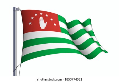 Abchasisches Flaggenstaatsymbol einzeln auf nationaler Hintergrundebene. Grußkarte Nationaler Unabhängigkeitstag der Republik Abchasien. Illustrationsbanner mit realistischer Staatsflagge.