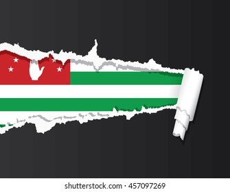 Abkhazia flag under ripped paper vector illustration.