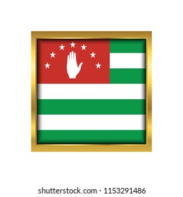 Abkhazia Flag Vector Square Icon - Illustration, Flag of Abkhazia. Abstract concept, icon,golden square, button. Raster illustration on white background.