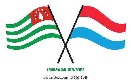 Abkhazia and Luxembourg Flags Crossed And Waving Flat Style. Official Proportion. Correct Colors.