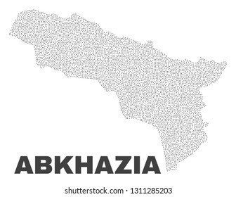 Abkhazia map designed with little dots. Vector abstraction in black color is isolated on a white background. Scattered little elements are organized into Abkhazia map.