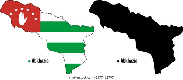 Abkhazia Map Flag. Map of Abkhazia flag of Abkhazia isolated on white background.
