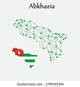 Abkhazia map and flat polygonal mesh. Network concept. EPS.file.
