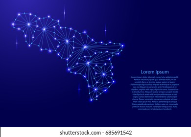 Abkhazia map of polygonal mosaic lines network, rays and space stars of vector illustration.