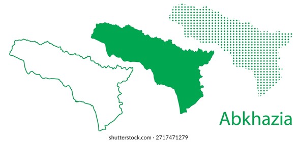 Conjunto de Vectores de mapas de Abjasia, Formas verdes punteadas de la silueta de la región del Cáucaso, Plantilla de infografía de Country de Abjasia, EPS editable Geografía de Abjasia