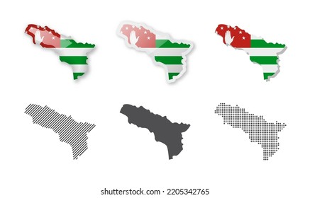 Abkhazia - Maps Collection. Six maps of different designs. Set of vector illustrations
