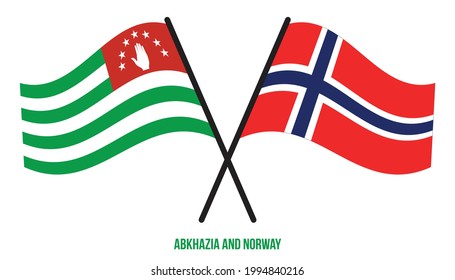 Abkhazia and Norway Flags Crossed And Waving Flat Style. Official Proportion. Correct Colors.