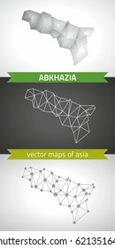 Abkhazia set of grey and silver mosaic 3d polygonal maps. Graphic vector triangle geometry outline shadow perspective maps