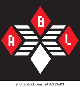 ABL-Buchstabe-Logo-Vektor-Design Rot und Weiß, schwarzer Hintergrund ABL-Buchstabe-Logo - Icon-Design
