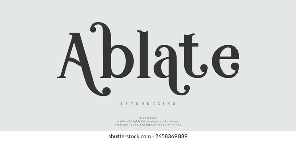 Ablate Fuentes de alfabeto abstracto mínimo moderno. Tecnología de tipografía, electrónica, película, digital, música, futuro, fuente creativa del logotipo. Ilustración vectorial