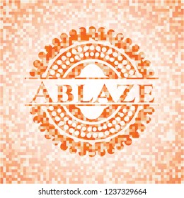 Ablaze abstract orange mosaic emblem with background